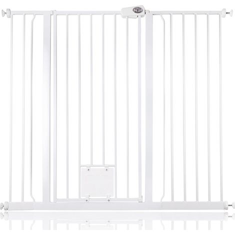 Bettacare Pet Gate with Lockable Cat Flap, 120.3cm - 127.9cm, White, 104cm in Height