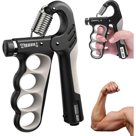 Renforceur de Poignée, 5-100KG Ajustable Muscler Avant Bras, Hand Grip Musculation Poignée de Force, avec Compteur et Antidérapant, Convient pour L'entraînement Physique et La Rééducation (1/5)