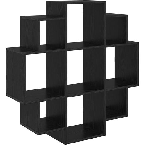 Wandregal Schwarze Eiche 90 x 25 x 90 cm Holzwerkstoff vidaXL (1/5)