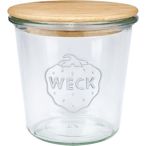 Barattolo conico dritto da 580 ml con coperchio in legno - Weck