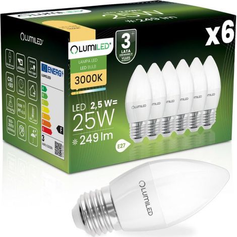 Ampoule Led E27 - 2,5 W - 249 Lm - 3000 K - Angle De Diffusion 180° - Blanc Chaud - Lot De 6 (1/5)