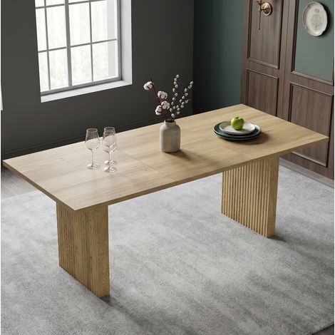 Tavolo da pranzo allungabile 140/200 x 90 cm, 6-8 persone, MDF, colore rovere (1/5)