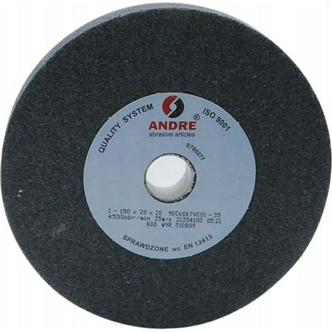 Mola abrasiva piatta Andre 150 mm x 20 mm x 20 mm 98C60K7VC01-35 nera "TIPO 1"