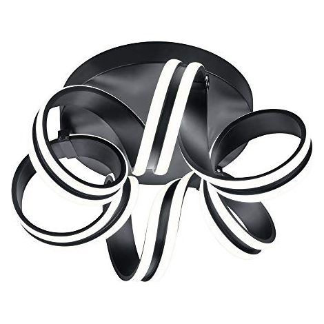 Plafoniera LED dimmerabile nera lampada da sala da pranzo lampada da soffitto interruttore dimmer luce soggiorno, curva, 38W 4400Lm 3000K bianco caldo, D 45cm (1/4)