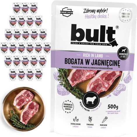Alimento húmedo para perros BULT, cordero, sobre de 30 x 500 g (1/2)