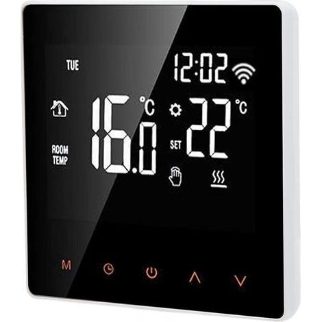 Thermostat Connecté Mural, WiFi pour Chaudière, ME81H AC 230V WIFI Thermostat intelligent, affichage LCD Thermostat Intelligent Thermostat de chauffage par le sol(16A, white back orange press) (1/4)