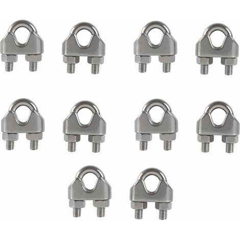 M8 Serre-câbles Etrier U Boulon Clip de Câble 304 Acier inoxydable Selle de pince de Câble Câble métallique Clips pour etendoir linge exterieur10PCS (1/5)