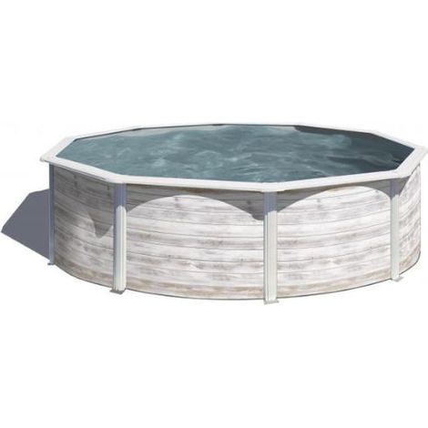piscina fuori terra rotonda gre "finlandia" in acciaio effetto legno nordico 300x300x120 - cod. kit300n