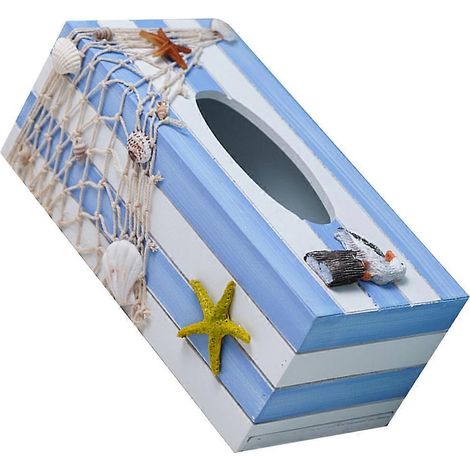 Boîte à mouchoirs rectangulaire en bois, porte-mouchoirs, décoration de table, ornements de style méditerranéen (1/5)