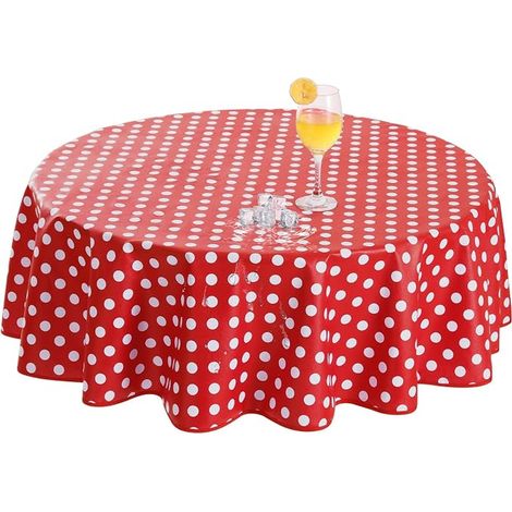 Nappe en toile cirée ronde - 120 cm - Rouge - PVC 350 g/m² - table de jardin, table à manger, balcon, fête, mariage, enfants, été, Pâques, printemps (1/5)