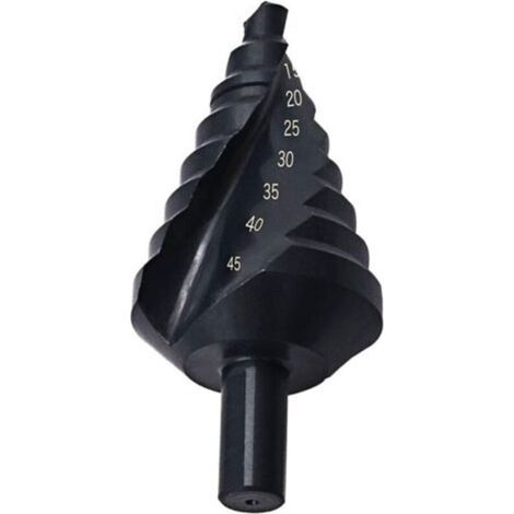 Titanium Coated 10-45mm Step Drill Bit Step Drilling Boring Drilling on Steel,10-45mm Black Titanium Coated Step Drill Bit (1/4)