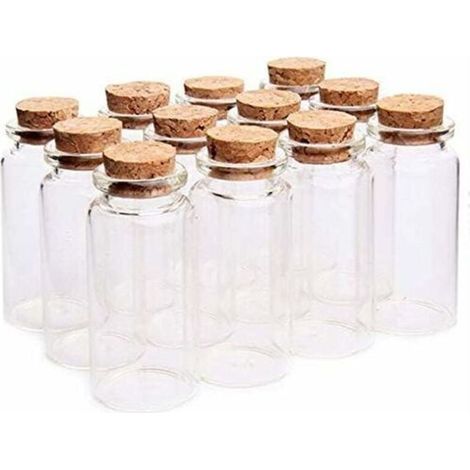 18 pièces mini bouteilles en verre de 10 ml pots d'échantillons avec bouchons, pots de bouteilles en verre d'échantillons vides de 10 ml, mini flacons avec bouchons pour la décoration de bricolage, pa (1/5)