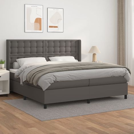 Boxspringbett mit Matratze Grau 200x200 cm Kunstleder (1/5)