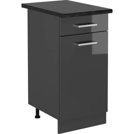 Küchenunterschrank R-Line, Anthrazit Hochglanz, 40 cm , AP Anthrazit, Vicco