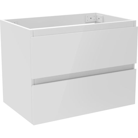 Acazanble Bathroom Vanity Unit Base Cabinet Cupboard Cloakroom Storage Furniture, Soft Close Drawers, Wall Hung, Gloss White, 60x38.5x45cm (1/5)