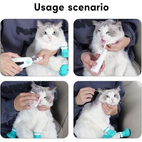 Bottes anti-griffures pour chats et chiens, protège-griffes en silicone pour le bain - Taille L - Bleu clair (1/4)