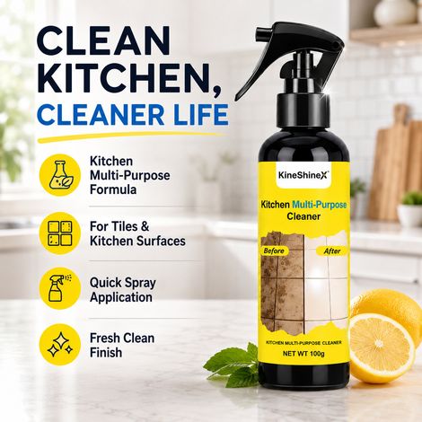 KineShineX Kitchen Multi-Purpose Cleaner Spray: Powerful Degreasing and Stain Removing Spray Suitable for Stovetops and Tile Countertops (1/4)