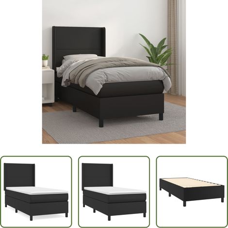 Matratze - Boxspringbett mit Matratze Schwarz 90x190 cm Kunstleder (1/5)