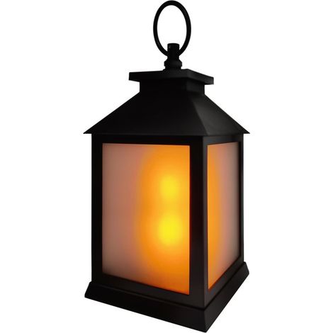 TrendLine LED Laterne schwarz 10,5 x 10,5 x 21 cm batteriebetrieben mit Timer (1/2)