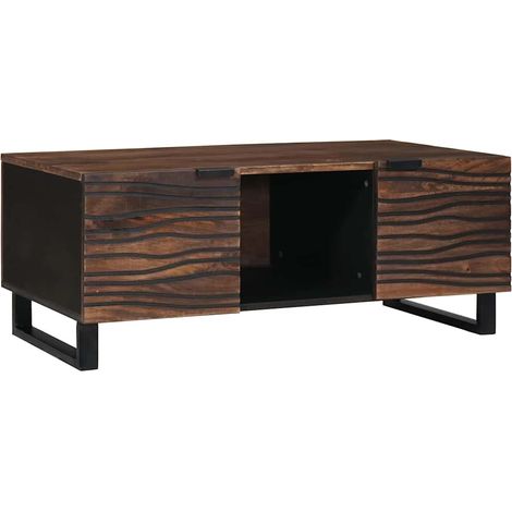 Couchtisch Braun und Schwarz 100 x 54 x 40 cm Massivholz Akazie