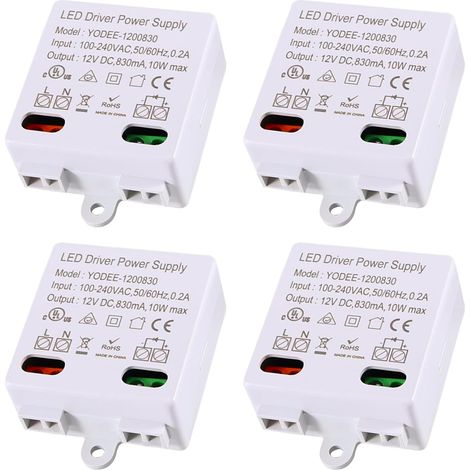 Transformateur 4 LED 12 V/DC, 0-10 W, mini transformateur, driver d'alimentation, transformateur électronique pour lampes et lampes LED (1/5)