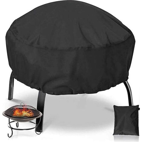 Housse ronde robuste et imperméable pour foyer extérieur - Noire - 85 x 40 cm (1/5)