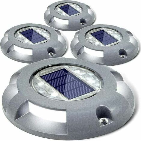 Luces solares para pasillos y escaleras: 4 unidades impermeables, LED blancos, autónomas, ideales para jardines, patios y caminos exteriores.