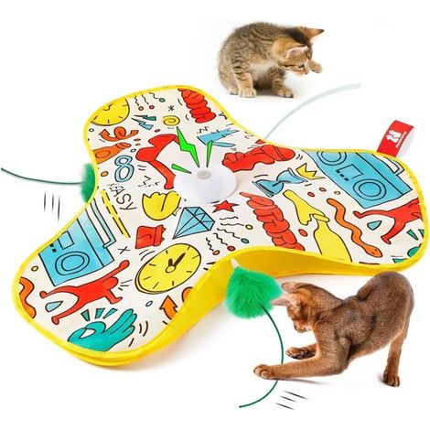 KLVGTIFS PU - Jouet interactif en plumes pour chat, plumes mobiles imprévisibles dans la couverture, exercice pour chaton, jouet rechargeable (1/5)