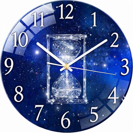 Horloge murale ronde en verre trempé 4 mm motif sablier du temps quartz silencieux réf 9916 900 g – Livraison gratuite