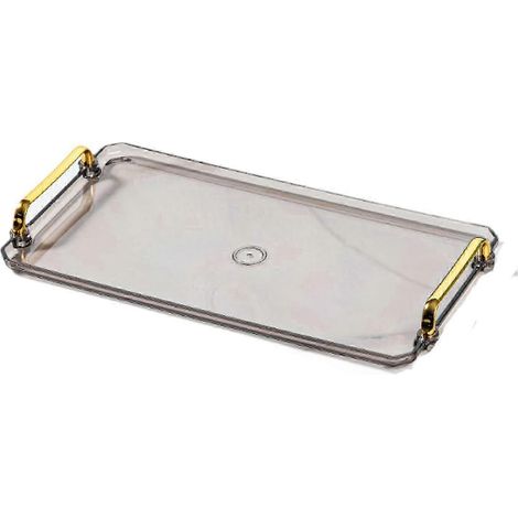Serviertablett, dekoratives Kosmetiktablett, rechteckiger Badezimmer-Organizer, Schmuck-, Parfüm- und Kosmetikhalter für Dusche, Tisch oder Schreibtisch-L-grey (1/5)