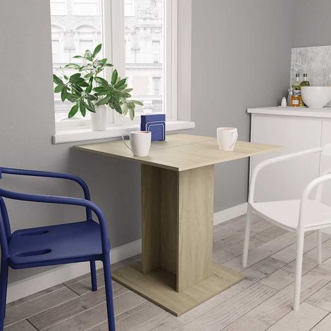 vidaXL Mesa de comedor de madera contrachapada color roble 80x80x75 cm (1/5)