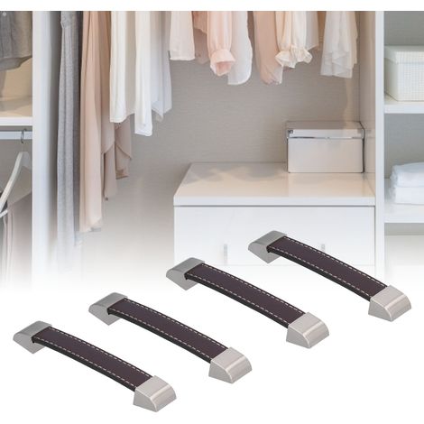 Poignée rectangulaire en PU et zinc - Pack de 4 - 145x24x15mm - Espacement de trous 135mm - Pour portes, armoires, meubles et valises (1/5)