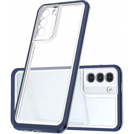 Custodia trasparente 3 in 1 per Samsung Galaxy S23, cover in silicone con cornice blu (1/5)