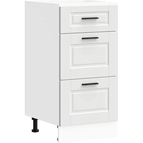Armoire de cuisine Porto 40 x 46 x 81,5 cm avec espace rangement pieds réglables style moderne en bois d'ingénierie blanc (1/5)