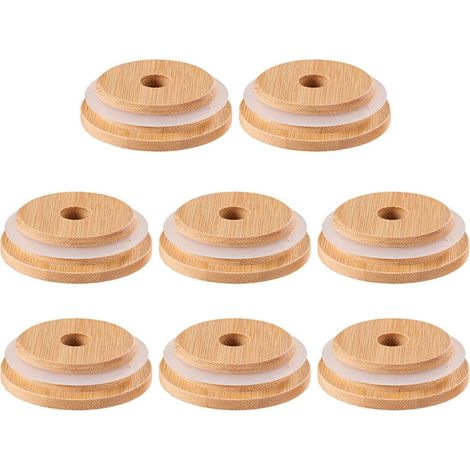 Lot de 8 couvercles hermétiques pour bocaux Mason en verre, couvercles naturels pour la conserve et le stockage des boissons (1/5)