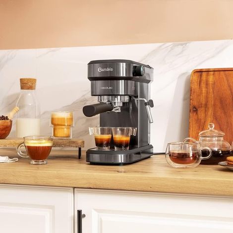 Cecotec Cafetera Express Cafelizzia 890 Gray. Espressos y Cappuccino, 1350 W, Sistema Thermoblock, 20 Bares