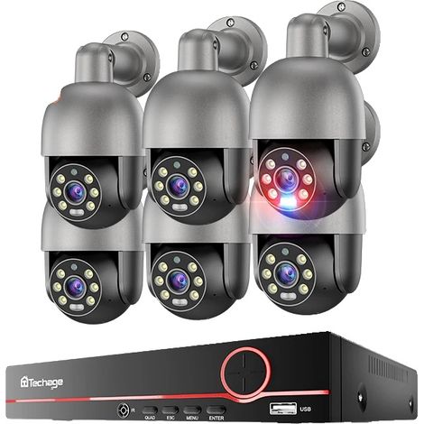 Système de caméra PTZ, 8 canaux, vision nocturne en couleur complète, 8CH NVR 6 Caméra 5MP-a, Aucun (1/2)