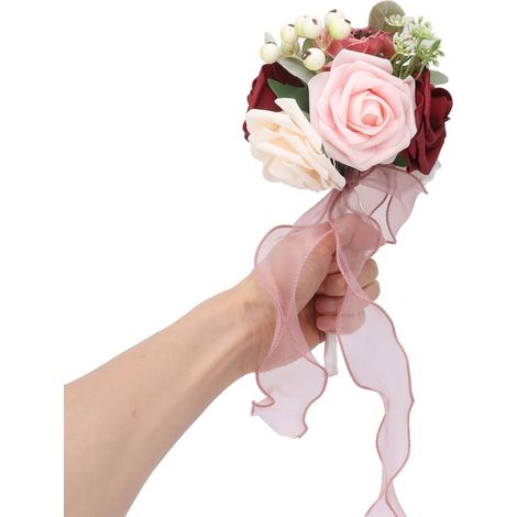 Bouquet De Mariage, Couleurs Vives Tenant des Fleurs Romantiques Faites à la Main élégantes Tenant des Fleurs pour Les Fêtes, Les Bureaux, Les Magasins, Les Jardins(G) (1/5)