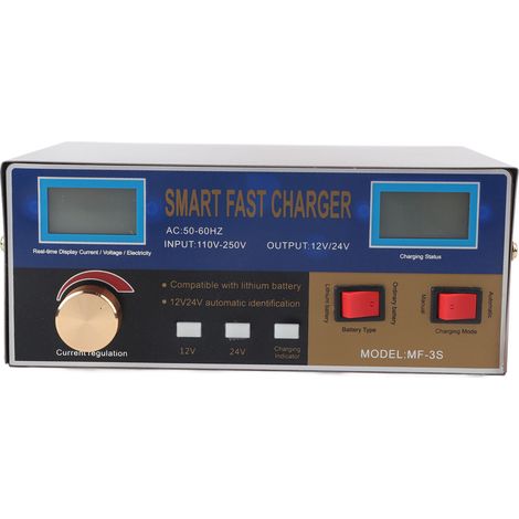 Chargeur de batterie lithium 400 W pour batteries de voiture 12 V et 24 V avec fonction de réparation par impulsions intelligente, alimentation MF-3S, 250 V CA, prise européenne (1/5)