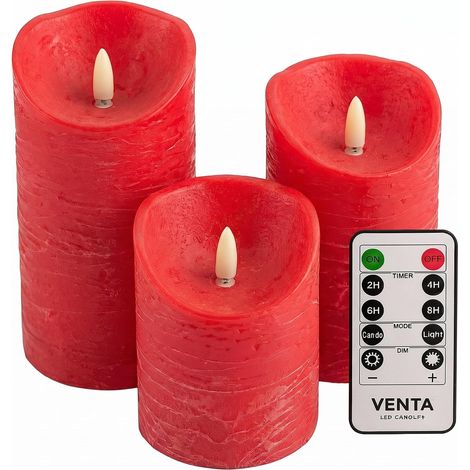 Lot de 3 Bougies LED Sans Flamme 4/5/6 Pouces avec Télécommande, Minuterie et Variateur, Effet Flamme Vacillante, Rechargeable, Blanc (1/5)