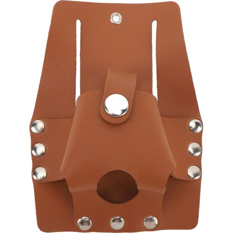 Étui pour mètre ruban en cuir PU grande capacité avec fermeture à bouton, pochette porte-outils de ceinture, marron (1/5)