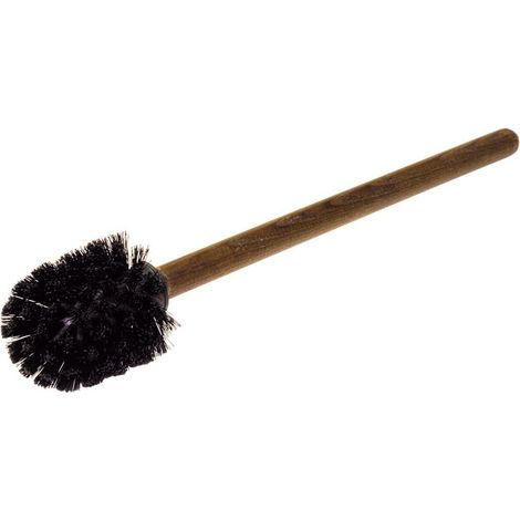 Brosse à WC avec Manche en Bois Rond et Poils en Nylon Noirs (1/5)