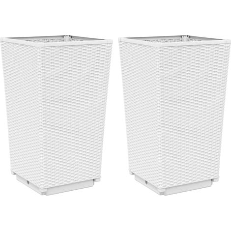 Vaso per fioriera aiuola rialzata piante fiori giardino terrazze set da 2 32,5 x 32,5 x 57 cm polipropilene bianco 020038935