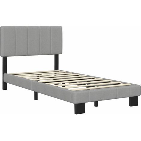Cadre de lit - YIDATONG - 90x200 cm - Tête de Lit Rembourrée Ajustable - Sommier à lattes bois - Double Support en Bois et Métal