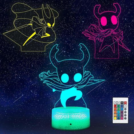 Veilleuse 3D Hollow Knight, lampe illusion d'optique LED RGB à couleurs changeantes, idéale pour la chambre d'enfant ou la Saint-Valentin. Cadeau parfait pour la Saint-Valentin. Décoration lumineuse p (1/5)