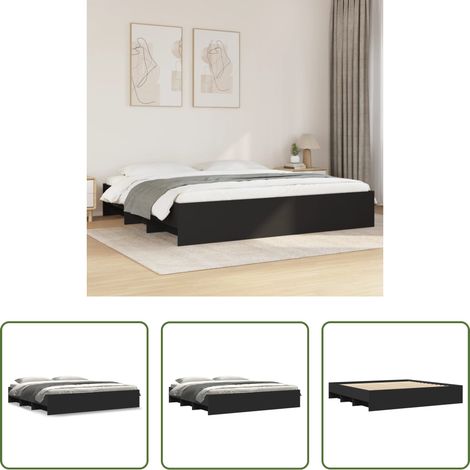 vidaXL Lattenrost - Bettgestell ohne Matratze Schwarz 180x200 cm Holzwerkstoff (1/5)