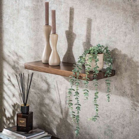 Etagère murale 60x20,5 cm en acacia brun foncé - KIRVE