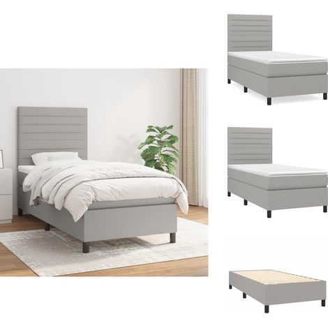 Boxspringbett mit Matratze Hellgrau 90x200 cm Stoff - Boxspringbett - Doppelbett - Schlafraum - Bettenrahmen - Matratze (1/5)