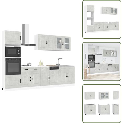 7-tlg. Küchenschrank-Set Kalmar Betongrau Holzwerkstoff - Küchenschrank-Set - Küchenschrank-Sets - Küchenzeile Einbauküche - Küchenschrank (1/5)