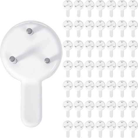 Confezione da 50 ganci in plastica, ganci appendiabiti in plastica, kit per appendere senza lasciare tracce su pareti in cemento, cornice portafoto (1/5)